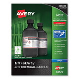 Avery AVE60525 UltraDuty GHS Chemical Waterproof and UV Resistant Labels, 2 x 4, White, 10/Sheet, 50 Sheets/Pack