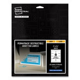 Avery AVE60539 PermaTrack Destructible Asset Tag Labels, Laser Printers, 2 x 3.75, White, 8/Sheet, 8 Sheets/Pack
