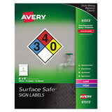 Avery 61513 Surface Safe Removable Label Safety Signs, Inkjet/Laser Printers, 8 x 8, White, 15/Pack