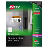 Avery 61514 Surface Safe Removable Label Safety Signs, Inkjet/Laser Printers, 3.5 x 5, White, 4/Sheet, 15 Sheets/Pack