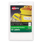 Avery AVE61522 Durable Permanent Multi-Surface ID Labels, Inkjet/Laser Printers, 1.25 x 3.5, White, 4/Sheet, 10 Sheets/Pack