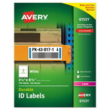 Avery AVE61531 Durable Permanent ID Labels with TrueBlock Technology, Laser Printers, 3.25 x 8.38, White, 3/Sheet, 50 Sheets/Pack