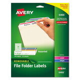 Avery AVE6466 Removable File Folder Labels, Inkjet/laser, 2/3 X 3 7/16, White/assorted, 750/pk