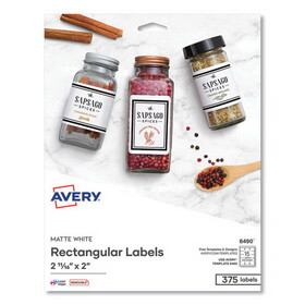 Avery AVE6490 Laser/Inkjet 3.5" Diskette Labels, White, 375/Pack