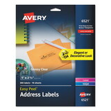 Avery 06521 Glossy Clear Easy Peel Mailing Labels w/ Sure Feed Technology, Inkjet/Laser Printers, 1 x 2.63, 30/Sheet, 10 Sheets/Pack