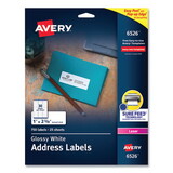 Avery 06526 Glossy White Easy Peel Mailing Labels w/ Sure Feed Technology, Laser Printers, 1 x 2.63, White, 30/Sheet, 25 Sheets/Pack