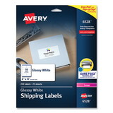 Avery 06528 Glossy White Easy Peel Mailing Labels w/ Sure Feed Technology, Laser Printers, 2 x 4, White, 10/Sheet, 25 Sheets/Pack