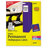 Avery AVE6570 Permanent ID Labels w/ Sure Feed Technology, Inkjet/Laser Printers, 1.25 x 1.75, White, 32/Sheet, 15 Sheets/Pack