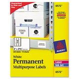 Avery AVE6572 Permanent ID Labels w/ Sure Feed Technology, Inkjet/Laser Printers, 2 x 2.63, White, 15/Sheet, 15 Sheets/Pack
