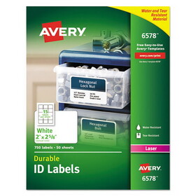 Avery AVE6578 Permanent Id Labels W/trueblock Technology, Laser, 2 X 2 5/8, White, 750/pack