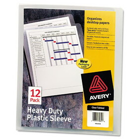 Avery AVE72611 Heavy-Duty Plastic Sleeves, Letter Size, Clear, 12/Pack