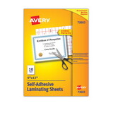 Avery AVE73603 Clear Self-Adhesive Laminating Sheets, 3 Mil, 9 X 12, 10/pack