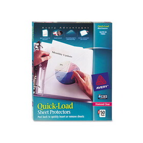 AVERY-DENNISON AVE73802 Quick Top and Side Loading Sheet Protectors, Letter, Diamond Clear, 50/Box