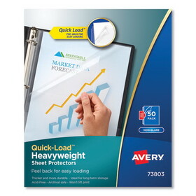 Avery AVE73803 Quick Top and Side Loading Sheet Protectors, Letter, Non-Glare, 50/Box