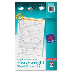 Avery AVE73897 Top-Load Polypropylene Sheet Protector, Heavy, Legal, Diamond Clear, 25/Pack