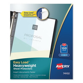 AVERY-DENNISON AVE74102 Top-Load Poly Sheet Protectors, Heavy Gauge, Letter, Nonglare, 100/box