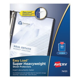 AVERY-DENNISON AVE74131 Top-Load Poly Sheet Protectors, Super Heavy Gauge, Letter, Nonglare, 50/box