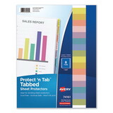 AVERY-DENNISON AVE74161 Protect 'n Tab Top-Load Clear Sheet Protectors W/eight Tabs, Letter