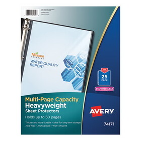 AVERY-DENNISON AVE74171 Multi-Page Top-Load Sheet Protectors, Heavy Gauge, Letter, Clear, 25/pack