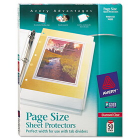 AVERY-DENNISON AVE74203 Top-Load Poly 3-Hole Punched Sheet Protectors, Letter, Diamond Clear, 50/box