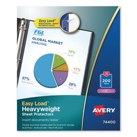 AVERY-DENNISON AVE74400 Top-Load Poly Sheet Protectors, Heavy, Letter, Diamond Clear, 200/box