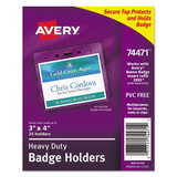 Avery AVE74471 Secure Top Heavy-Duty Badge Holders, Horizontal, 4w X 3h, Clear, 25/pack