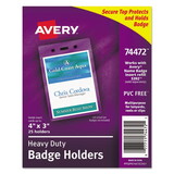 Avery AVE74472 Secure Top Heavy-Duty Badge Holders, Vertical, 3w X 4h, Clear, 25/pack
