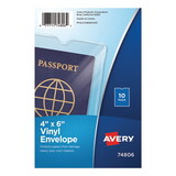 Avery AVE74806 Top-Load Clear Vinyl Envelopes W/thumb Notch, 4 X 6, Clear, 10/pack