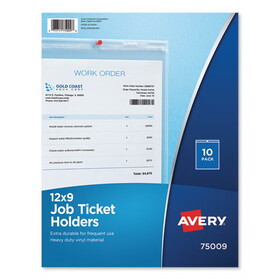AVERY-DENNISON AVE75009 Job Ticket Holders, Heavy Gauge Vinyl, 9 X 12, Clear, 10/pack