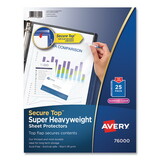 AVERY-DENNISON AVE76000 Secure Top Sheet Protectors, Super Heavy Gauge, Letter, Diamond Clear, 25/pack