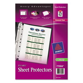 Avery AVE77004 Top Load Sheet Protector, Heavyweight, 8 1/2 X 5 1/2, Clear, 25/pack
