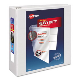 Avery AVE79104 Heavy-Duty View Binder W/locking 1-Touch Ezd Rings, 4" Cap, White