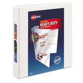 Avery AVE79195 Heavy-Duty View Binder with DuraHinge and One Touch EZD Rings, 3 Rings, 1.5" Capacity, 11 x 8.5, White