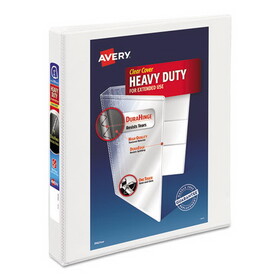 Avery AVE79199 Heavy-Duty View Binder with DuraHinge and One Touch EZD Rings, 3 Rings, 1" Capacity, 11 x 8.5, White