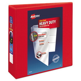Avery AVE79325 Heavy-Duty View Binder W/locking 1-Touch Ezd Rings, 3" Cap, Red