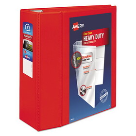 Avery AVE79327 Heavy-Duty View Binder W/locking 1-Touch Ezd Rings, 5" Cap, Red