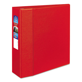 Avery AVE79583 Heavy-Duty Non-View Binder with DuraHinge and Locking One Touch EZD Rings, 3 Rings, 3" Capacity, 11 x 8.5, Red