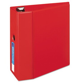 AVERY-DENNISON AVE79586 Heavy-Duty Non-View Binder with DuraHinge, Locking One Touch EZD Rings and Thumb Notch, 3 Rings, 5" Capacity, 11 x 8.5, Red