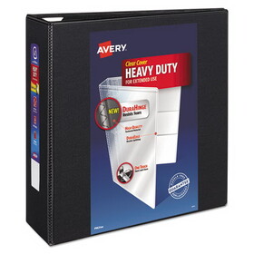 Avery AVE79604 Heavy-Duty View Binder with DuraHinge and Locking One Touch EZD Rings, 3 Rings, 4" Capacity, 11 x 8.5, Black