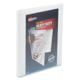 Avery 79767 Heavy-Duty View Binder with DuraHinge and One Touch Slant Rings, 3 Rings, 0.5" Capacity, 11 x 8.5, White