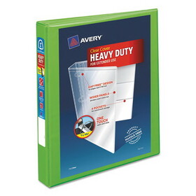 Avery AVE79770 Heavy-Duty View Binder with DuraHinge and One Touch EZD Rings, 3 Rings, 1" Capacity, 11 x 8.5, Chartreuse