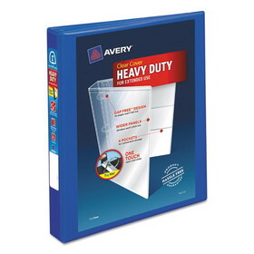 Avery AVE79772 Heavy-Duty View Binder with DuraHinge and One Touch EZD Rings, 3 Rings, 1" Capacity, 11 x 8.5, Pacific Blue