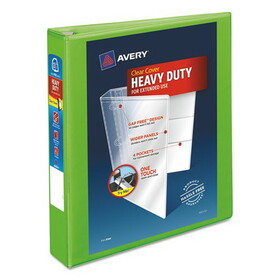 Avery 79773 Heavy-Duty View Binder with DuraHinge and One Touch EZD Rings, 3 Rings, 1.5" Capacity, 11 x 8.5, Chartreuse