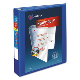 Avery 79775 Heavy-Duty View Binder with DuraHinge and One Touch EZD Rings, 3 Rings, 1.5" Capacity, 11 x 8.5, Pacific Blue