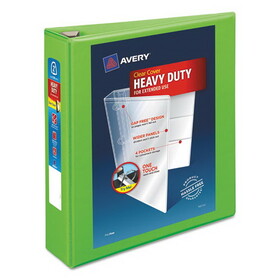 Avery AVE79776 Heavy-Duty View Binder with DuraHinge and One Touch EZD Rings, 3 Rings, 2" Capacity, 11 x 8.5, Chartreuse