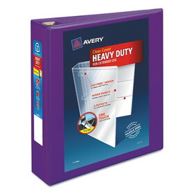Avery 79777 Heavy-Duty View Binder with DuraHinge and One Touch EZD Rings, 3 Rings, 2" Capacity, 11 x 8.5, Purple