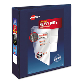 Avery AVE79802 Heavy-Duty View Binder with DuraHinge and One Touch EZD Rings, 3 Rings, 2" Capacity, 11 x 8.5, Navy Blue