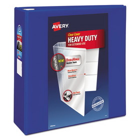 Avery AVE79814 Heavy-Duty View Binder with DuraHinge and Locking One Touch EZD Rings, 3 Rings, 4" Capacity, 11 x 8.5, Pacific Blue