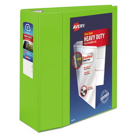 Avery AVE79815 Heavy-Duty View Binder with DuraHinge and Locking One Touch EZD Rings, 3 Rings, 5" Capacity, 11 x 8.5, Chartreuse