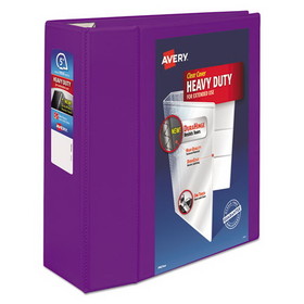 Avery AVE79816 Heavy-Duty View Binder with DuraHinge and Locking One Touch EZD Rings, 3 Rings, 5" Capacity, 11 x 8.5, Purple